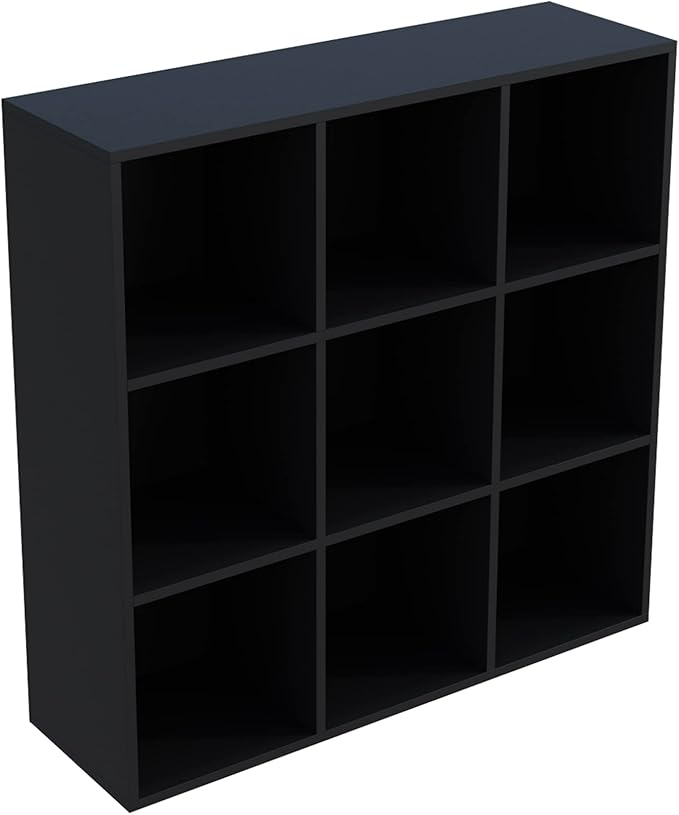 OSCHF 9-Cube Storage Shelf Bookcase - Wooden 3-Tier Free Standing Open Bookshelf for Home and Office, Organizer Cabinet in Black