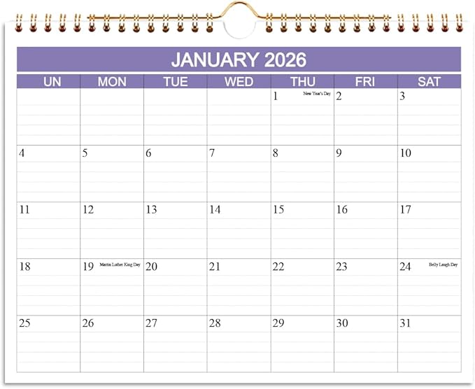 2026 Calendar- Wall Calendar 2026 Runs from January 2026 to June 2027-18 Months Calendar with Thick Paper for Planning and Organizing for Home or Office, 8.5 x 11 Inches, Purple
