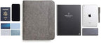 Forevermore Portfolios Padfolio Binder - Professional Faux Leather Travel Organizer Pouch for Tablet, Documents, Presentation Folders, Zipper Closure, Detachable 3-Ring Notepad - Gray