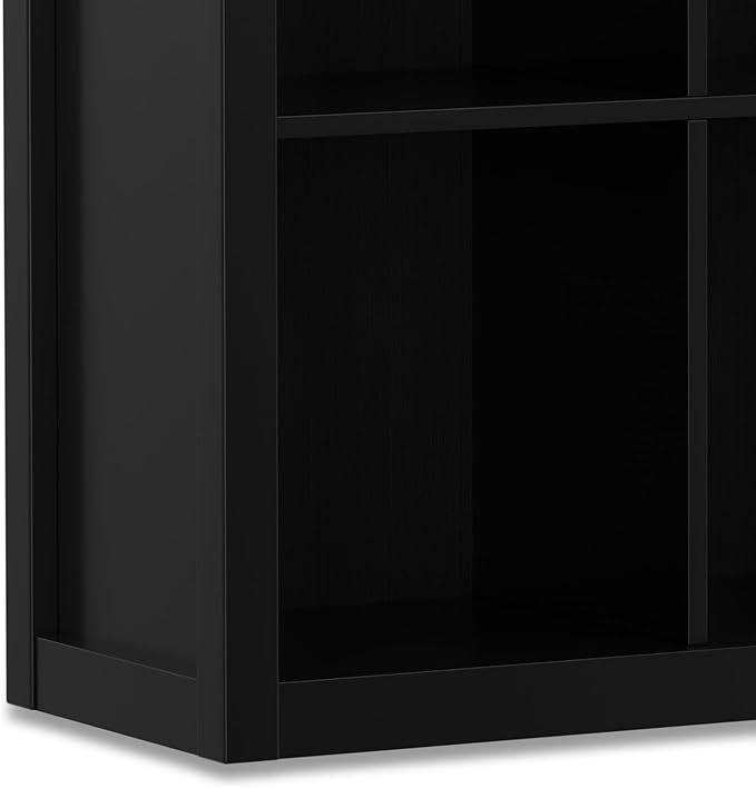 SIMPLIHOME Artisan Bookcase - 43 inch Tall 9-Cube Solid Wood Cube Organizer in Black, Transitional Storage Bookcase for Living Room, Study Room or Office with Fixed Shelves and Tapered Legs