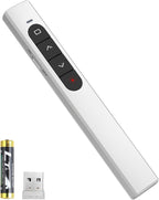 Presentation Clicker Wireless Presenter Remote with Hyperlink & Volume Remote Clicker for PowerPoint Office Classroom Presentation Remote Control Pointer Slide Advancer (Battery Included)