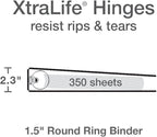 Oxford Cardinal 3 Ring Binders, Binders for School and Office, Durable 1.5 Inch, Round Rings, Holds 350 Sheets, ClearVue Presentation View, Non-Stick, Assorted Bright Colors, 4 Pack (79553)