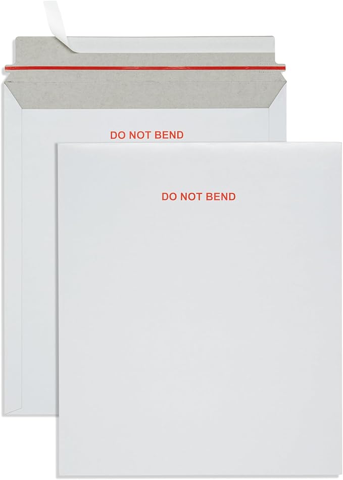 Blue Summit 25 Pack 12.75x15 Rigid Mailers, Cardboard Envelopes, Do Not Bend Photo Mailers, Cardboard Envelopes for cards, For Paper Document, Pictures, and Magazine