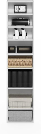 Furinno Indo DVD Shelf, 8-Tier CD Rack, Media Shelf with Adjustable Shelves, DVD Storage Cabinets for CD Blueray Game Disc, Easy Assembly, for Living Room, Home Office, White