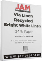 JAM PAPER Strathmore 24lb Paper - 90 gsm - 8.5 x 11 - Bright White Linen - 100 Sheets/Pack