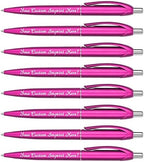 Personalized Ballpoint Pens - Retro -Retractable Click action - Custom - Black writing - Printed Name pens - Imprinted w/Your Logo or Message - Includes Personalization- 12 Pens/Box (Pink)