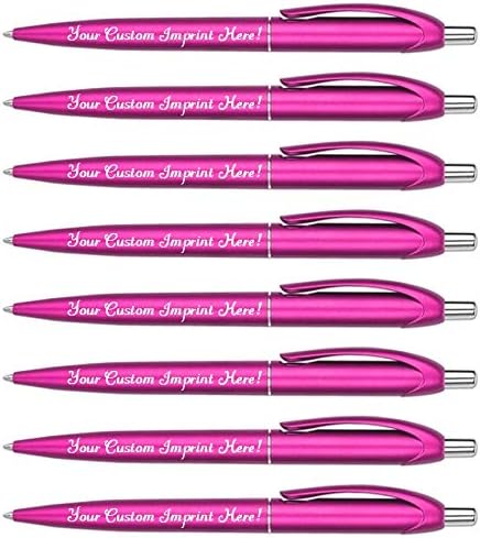 Personalized Ballpoint Pens - Retro -Retractable Click action - Custom - Black writing - Printed Name pens - Imprinted w/Your Logo or Message - Includes Personalization- 12 Pens/Box (Pink)