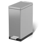 SIMPLYKLEEN Trash Can with Lid - 45 Liter/12 Gallon Slim Stainless Steel Trash Can Odor Protection Kitchen Garbage Cans with Soft-Close Foot Pedal Anti-Fingerprint for Bathroom Home Office Rectangle