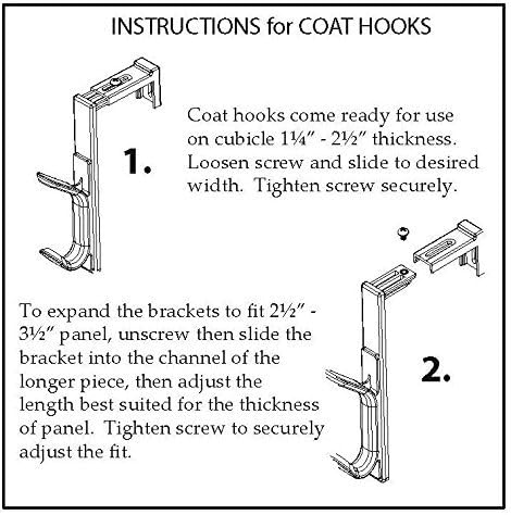 Officemate Double Coat Hooks for Cubicle Panels, Adjustable, Comes in 2 Pack (22009) Black
