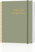 2026-2028 Monthly Planner, Three Years Calendar from January 2026 - December 2028 with Spiral Binding, Inner Pocket, Elastic Closure, 38 Month Planner for Home | School | Office, 8.5" x 11", Green