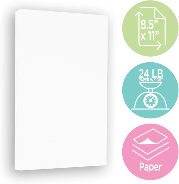 JAM PAPER Strathmore 24lb Paper - 90 gsm - 8.5 x 11 - Bright White Wove - 500 Sheets/Ream