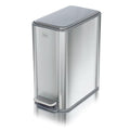 Clorox Slim Trash Can - 2.6 Gallon (10 Liter) Small Metal Trash Can with Soft Close Lid, Step Pedal, Removable Bucket - Stainless Steel Waste Bin for Narrow Spaces, Bathroom, and Office