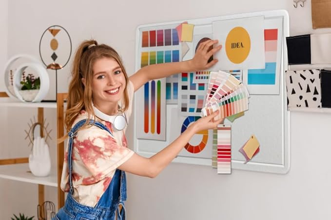 Yunihome Large Bulletin Board - Foldable 36x48 Inches Cork Board Alternative with 20 Push Pins, 3' x 4' Self-Adhesive Felt Bulletin Board for Wall, Home Office Classroom Decor