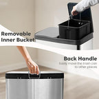 JM ·YIPENG Kitchen Trash Can, 2 x 8 Gallon (2 x 30 L) Recycling Bin with Lid, Double Trash Can, Soft-Close Foot Pedal, 2 Compartments Garbage Cans for Kitchen, Dual Trash Cans, Silver