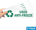 SmartSign Used Anti-Freeze Pack of 5 Recycle Labels | 3" x 10" Laminated Vinyl, Made in USA