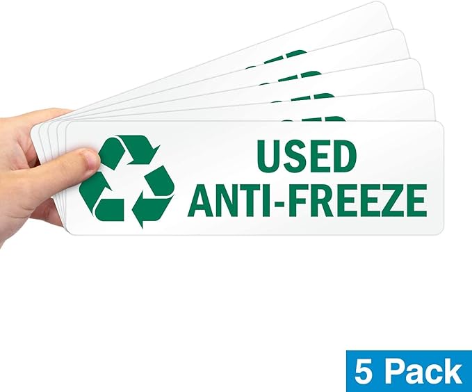 SmartSign Used Anti-Freeze Pack of 5 Recycle Labels | 3" x 10" Laminated Vinyl, Made in USA