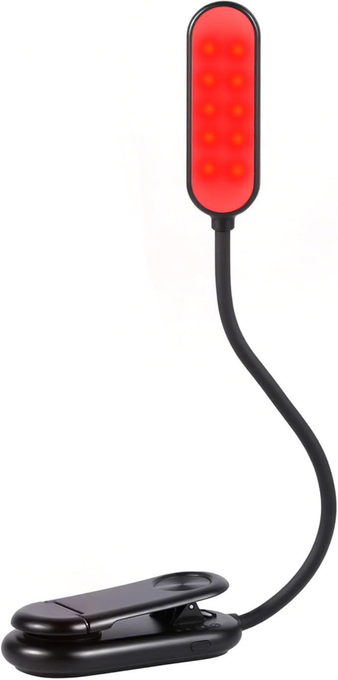 Finezeal 670nm Red Book Light [1 Pack] - Zero Blue Light, Rechargeable Clip On Red Reading Light Lamp for Reading at Night - Poratble Dimmable LED Book Lamp, Gift for Lovers Travel Studying Nursing