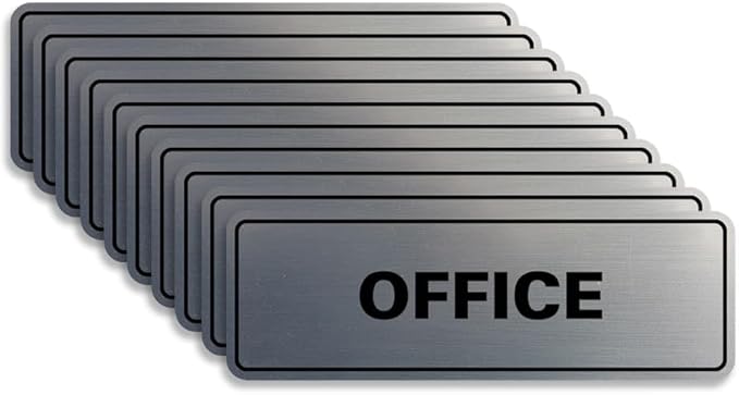 Signs ByLITA Standard Office Sign - Professional Business Signage - Easy to Install (Brushed Silver) - Medium 10 Pack