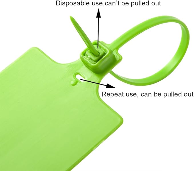 400Pcs Plastic Seals Shipping Label Tags, Writable Marker Big Sign Tie for Logistics, 255mm Total Length Self Locking Inventory Waterproof Tag Fastener with 3 Marker Pen (Green)