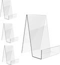 Boloyo Acrylic Book Stand with Ledge,4PC 6 Inch Clear Acrylic Display Easel Transparent Display Stand Holder Tablet Holder for Displaying Books,Magazine,Plate,Pictures,Artworks, CDs