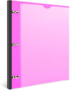 INFUN 1 Inch Telescoping 3 Ring Binder - 1PCS,Flexible Round Binder with Customizable Front Cover and Clear Catalog Pocket, 1 Inch Rings, 225 Sheet Capacity-Pink