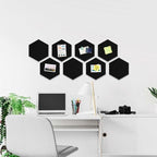 Uoisaiko 12" Large Bulletin Board with 30 Push Pins, Pack of 8 Hexagon Felt Pin Board Notice Boards for Home Office Kitchen, Felt Wall Tiles for Photos Memos