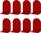 Lulonpon 8 Pieces Book Ends, Bookends, Books Stand, Metal Bookend for Shelves, Red Book Ends for School, Library, Desktop Organizer