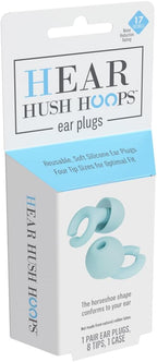 Hush Hoops Ear Plugs, Ultra-Soft Reusable Silicone Plugs with Horseshoe Shape for Comfort, Designed for Sleep and Sound Suppression, 17dB (NRR) Noise Reduction Rating, Teal, 1 Pair with Travel Case