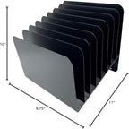 Huron Desktop File Binder Organizer Storage, Inclined Slant 8 Slot, Black Commercial Grade Steel