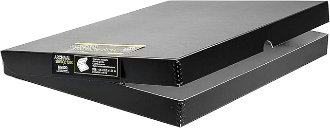 Lineco 16x20 Black Clamshell Archival Folio Storage Box, 1.75" Deep. Acid-Free with Metal Edge. Preserves Picture Longevity, Organize Photos or Documents, Crafts, DIY