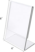 NIUBEE 6Pack Slant Back Acrylic Sign Holder 4x6 inches, Clear Vertical Picture Frames, Desktop Flyer Holder Document Holder Paper Display Stand
