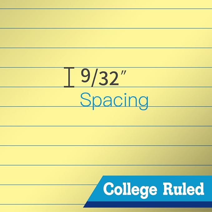 WritePads Legal note pads 5"x8" Legal Pads,College Ruled,Canary Paper,12 Pack,50 Sheets Per Writing Pad,Micro perforated Writing Pad,BL-SCY50C-12PAD