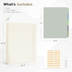 Ospelelf Vintage Hardcover 3 Ring 1 inch Leather Binder, Professional Binders Organizer Suitable for Letter Size Documents, Binder Dividers with Tabs, Beige