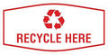 Fancy Recycle Here Sign (White/Red) - Small