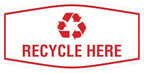 Fancy Recycle Here Sign (White/Red) - Large