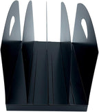 Huron Desktop File Organizer Vertical 4 Slot w/Handles, Black Steel