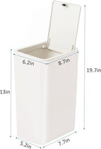 TIPGO Bathroom Trash Can with Lid, 10 Liter/ 2.6 Gallon Slim Garbage Can, Small Trash Bin Waste Basket with Pop-Up Lid for Kitchen, Bedroom, Living Room, Office (White)