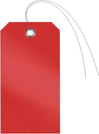 Uniclife 120 Pcs Red Plastic Tags for Labeling 4.7"x 2.36" Plastic Shipping Tag with Wire Writable Waterproof Tag Price Tags with Reinforced Eyelet Blank Hang Label for Luggage