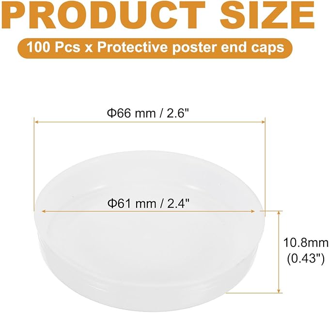 PATIKIL 100 Pcs Mailing Tube Plastic End Caps 2.4" ID PE Round Cardboard Shipping Tube Lids White Protective Poster End Caps for Paper Documents Artwork Storage