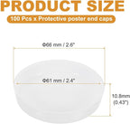 PATIKIL 100 Pcs Mailing Tube Plastic End Caps 2.4" ID PE Round Cardboard Shipping Tube Lids White Protective Poster End Caps for Paper Documents Artwork Storage