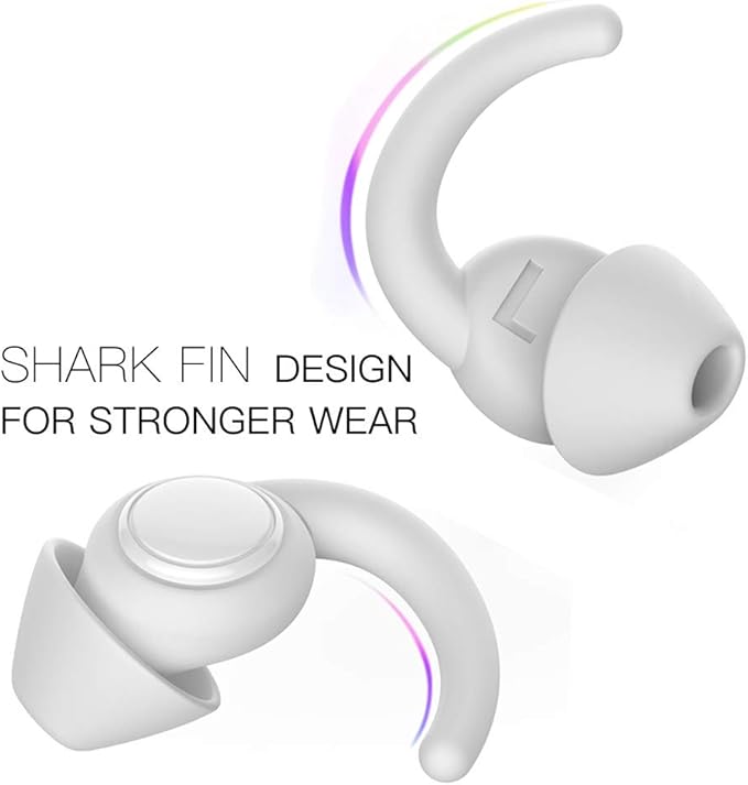 WUTAN Ear Plugs for Sleeping Noise Cancelling 14-38dB, Comfortable Soft Reusable Silicone Ear Plugs Noise Reduction Earplugs for Sleep Concert Work Airplane Travel (Blue White, S/L)
