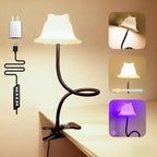 Rdzoko Clip On Light and Bed Reading Light, Clip on for Desk, Bedside Lamps for Dorm, College Dorm Room Essentials, Night Light for Kids Nursery, Multicolor LEDs, Adapter Included