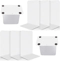 VONDERSO Metal Bookends, 4 Pairs White Metal Book Ends Heavy Duty for Shelves Decor Home Office, Unique White Bookends Supports Anti-Slip for Kids