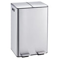 Garvee Kitchen Trash Can, 16 Gal (2 x 30 L) Dual Compartment Garbage Can with Lid and Inner Bucket, Stainless Steel Trash and Recycle Bin Combo with Step Pedal for Home Office, Silver