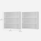 VASAGLE Set of 2 Bookshelves, 31.5 Inches Wide, 3-Tier Open Bookcases with Adjustable Storage Shelves, Floor Standing Units, Cloud White ULBC173T14-2