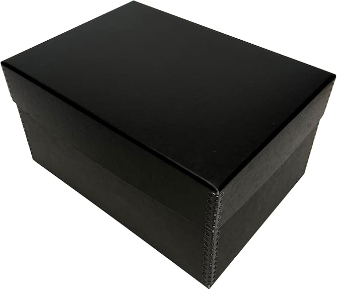 Lineco 4x6 Photo Storage Box, with 12 Acid-Free Envelopes, Holds Up to 1000 3.5" x 5", or 4" x 6" Pictures, Metal Edge Archival Organizer for Cards Stickers Stamps Seeds, 5.5x7.5x11. Black, 2 Pack
