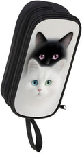 HiGaits Pencil Case for Boys,Multi-Slot Large Capacity Pencil Pouch with Soft Zipper, Durable Pen Box Twin Cats