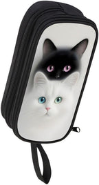 HiGaits Pencil Case for Boys,Multi-Slot Large Capacity Pencil Pouch with Soft Zipper, Durable Pen Box Twin Cats