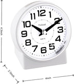Tinload 4.3" No Ticking Analog Alarm Clock,Silent Readable for Seniors,Easy to Set,Gradual Rise Alarm,Big Numbers,On/Off Switch on Side,Gentle Wake,Snooze,Lighted on Demand,Battery Operated,White