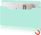 Feifeiya Magnetic Pocket File Holder Large File Folder Organizer Paper Mail Letters Holder Wall Hanging Office Supplies for Refrigerator Whiteboard Cabinets(13.8 x 8.3 Inch,Horizontal,Mint Green)